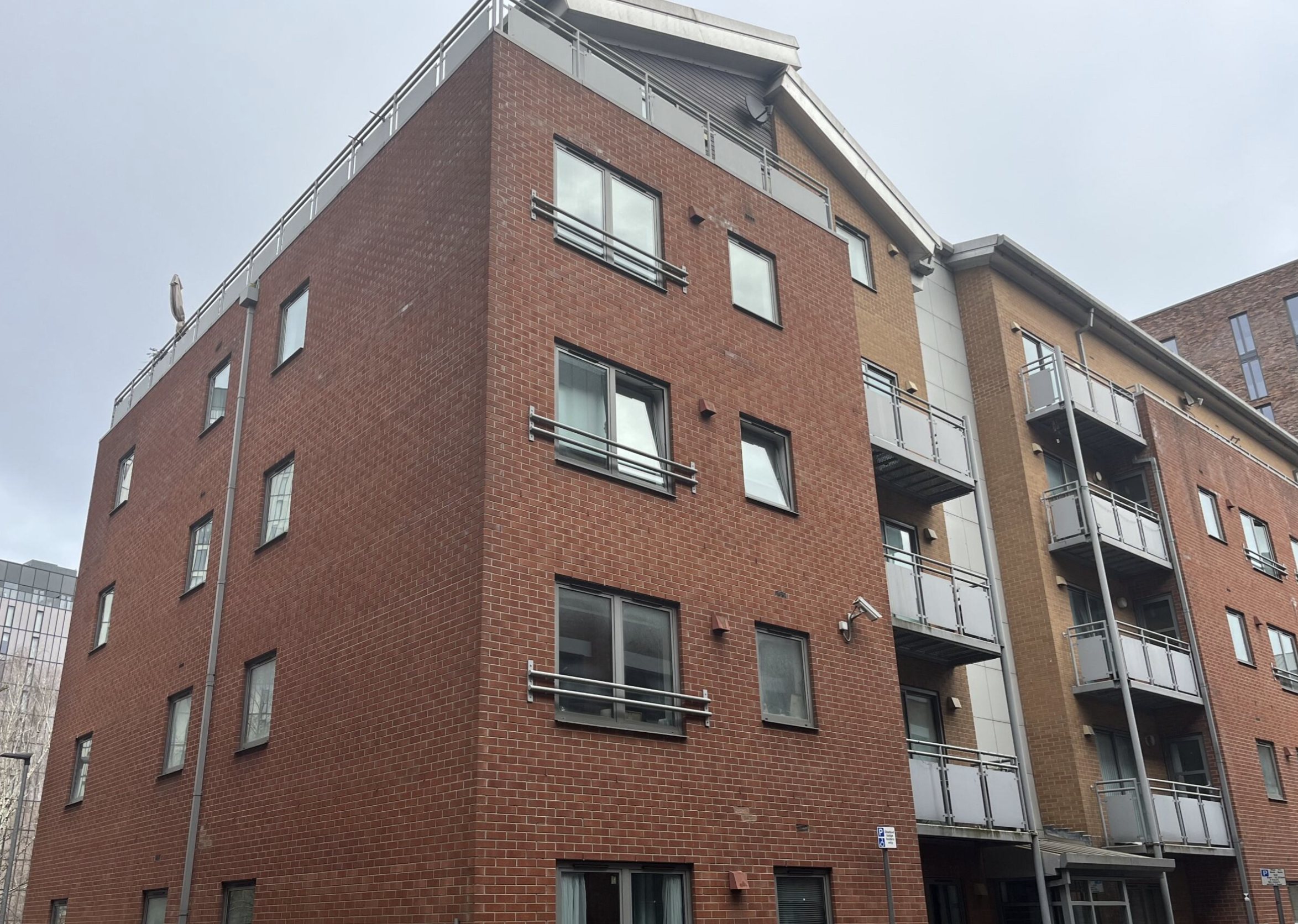 Corner elevation of Angel Meadows, Manchester